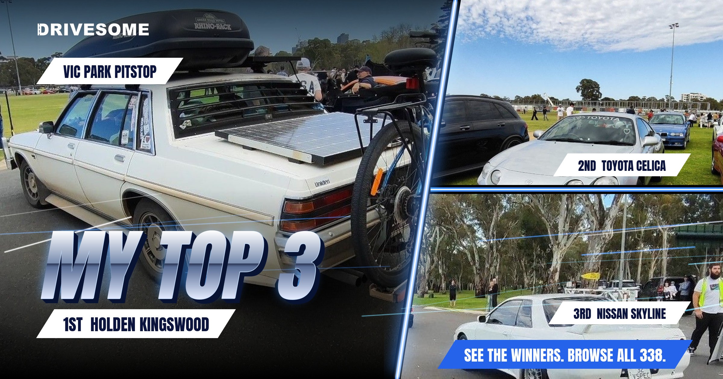 My top 3 at Vic Park Pitstop:

1st: White Holden Kingswood HZ #4
2nd: Silver Toyota Celica T200
3rd: White Nissan Skylin
