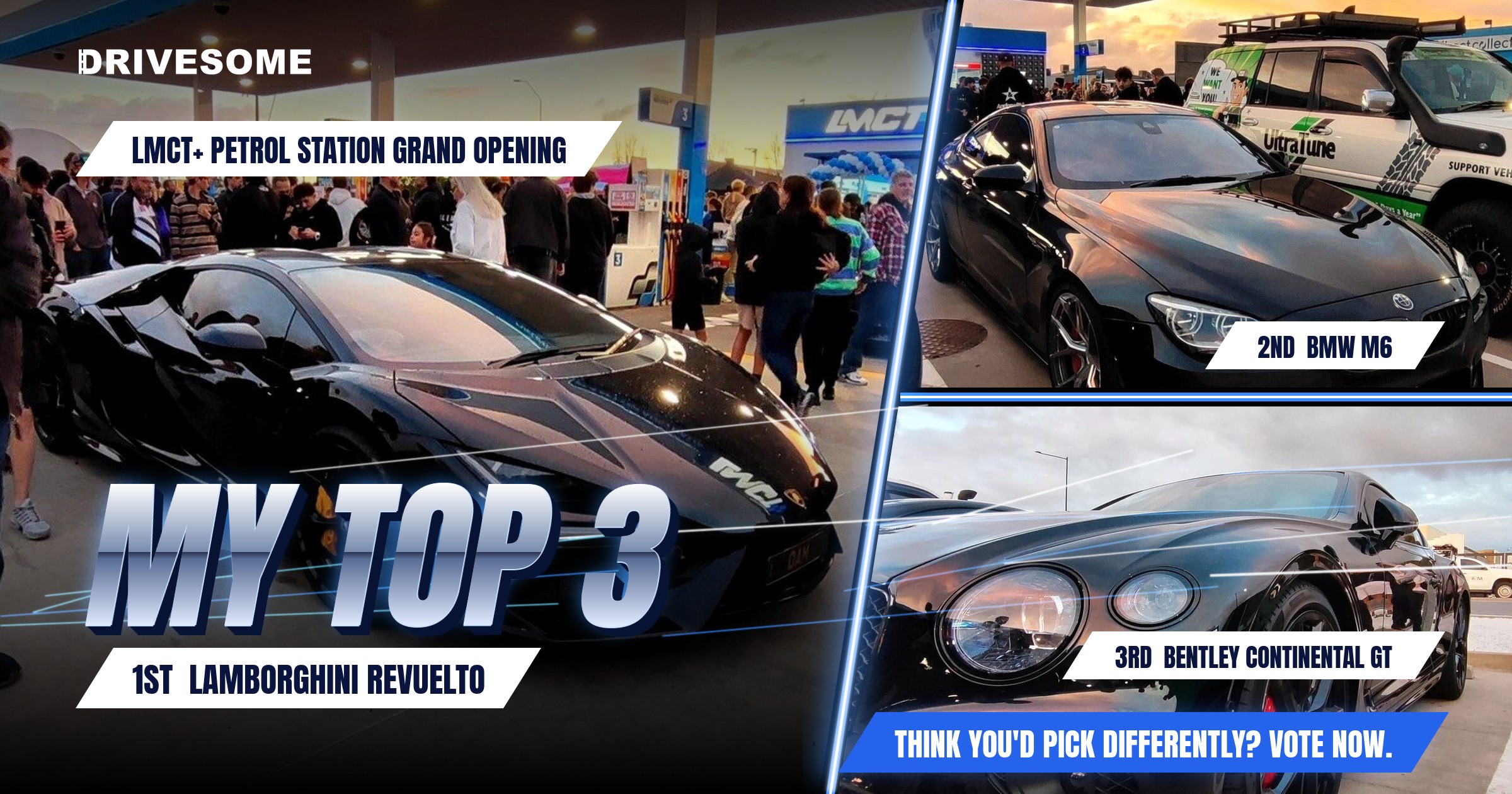 My top 3 at LMCT+ Petrol station grand opening:
1st: Lamborghini Centenario
2nd: BMW M6 F06
3rd: Black Bentley Continen