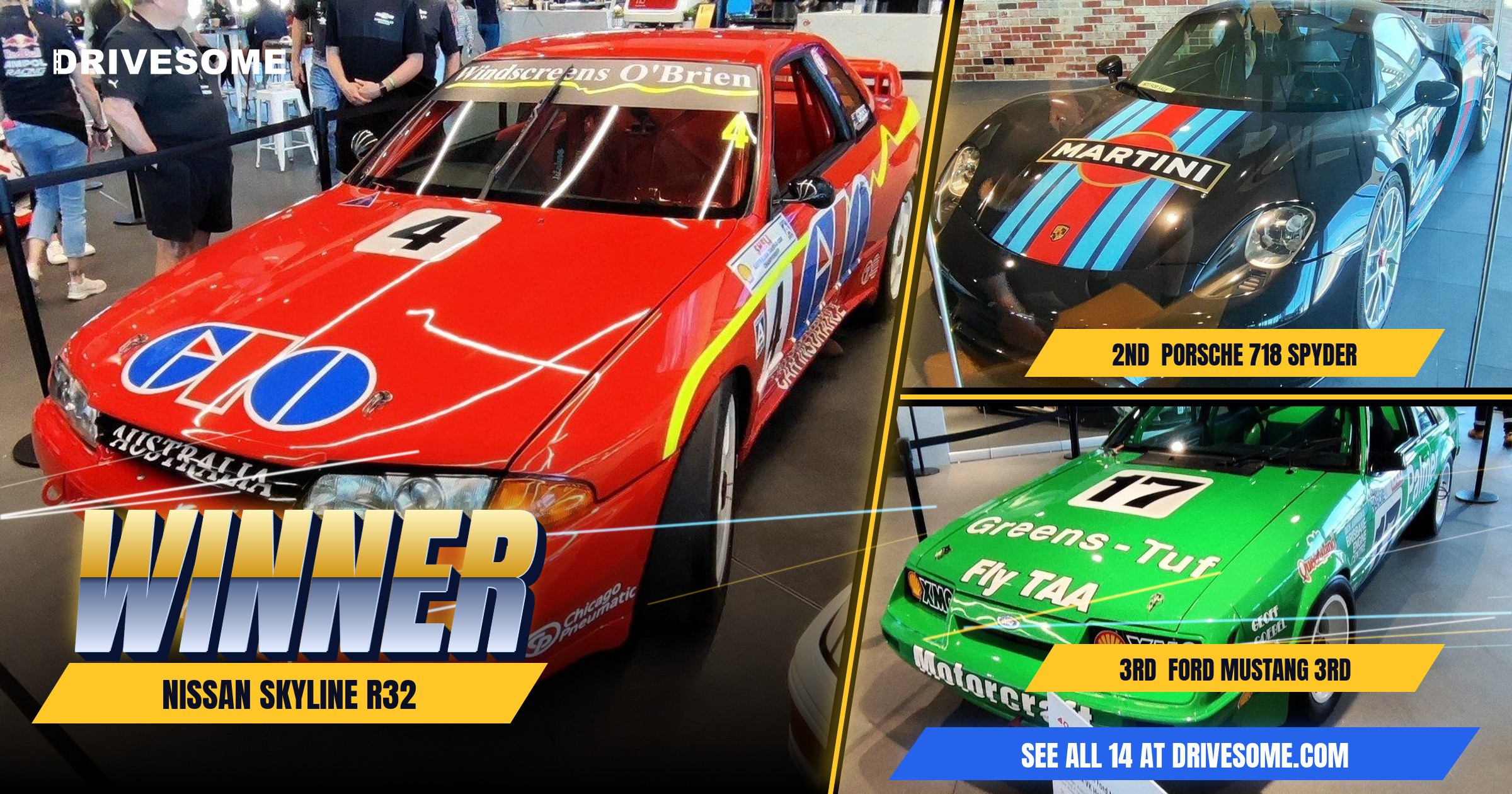 The votes are in. Your The Bend Museum Virtual Car Show winners:

1st: Nissan Skyline R32
2nd: Porsche 718 Spyder
3rd: F