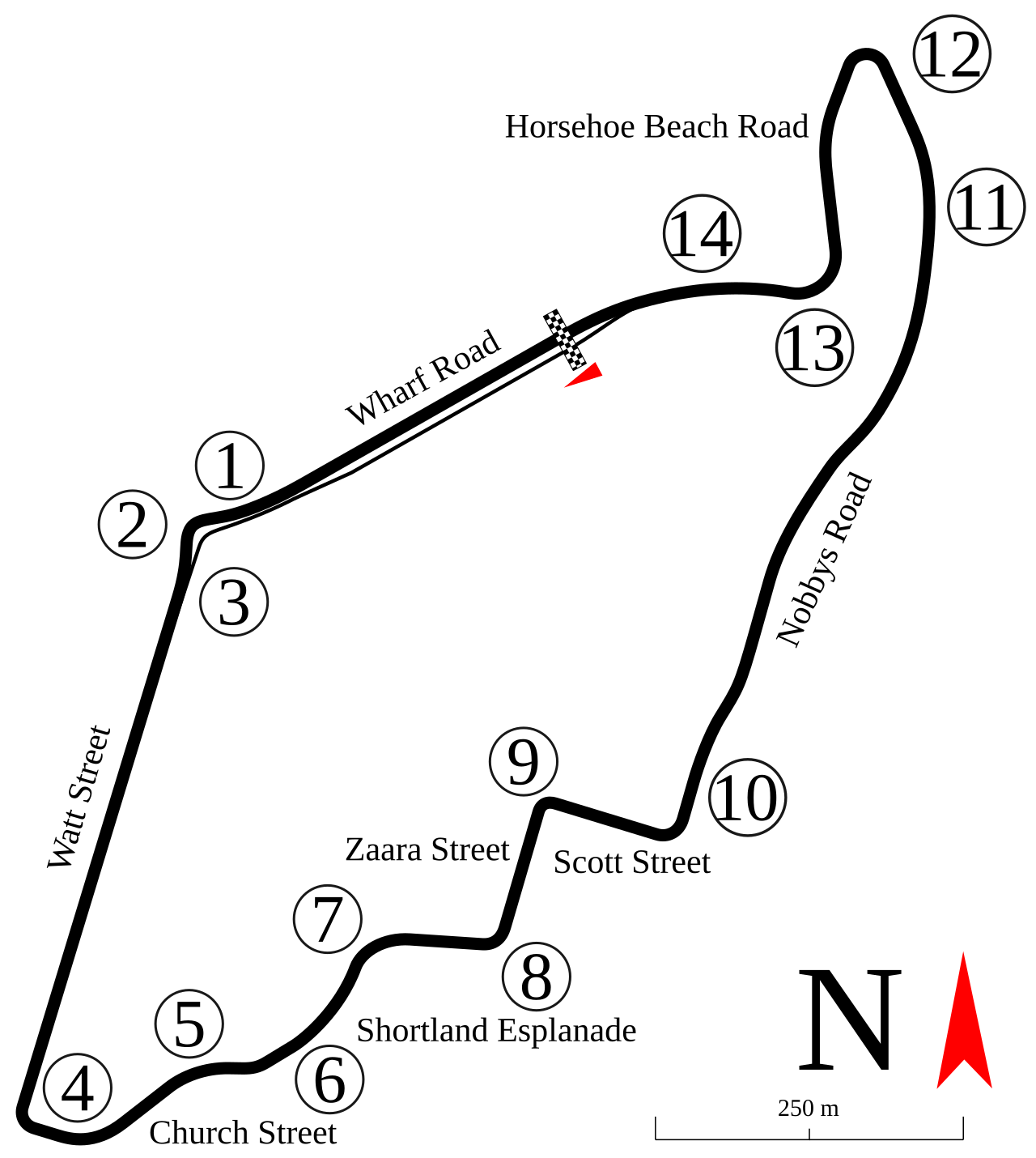 Newcastle Street Circuit circuit layout