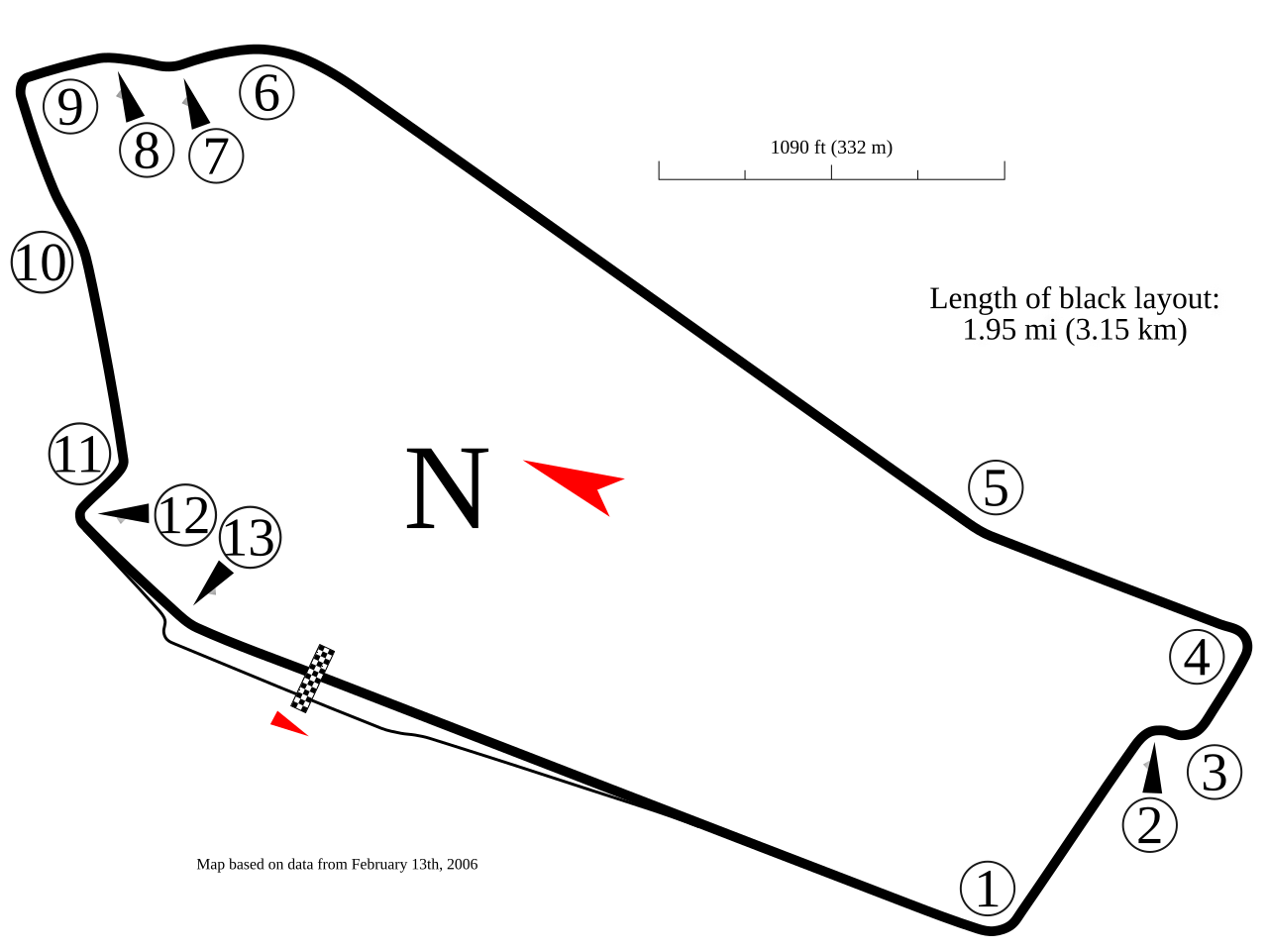 Sandown Raceway circuit layout