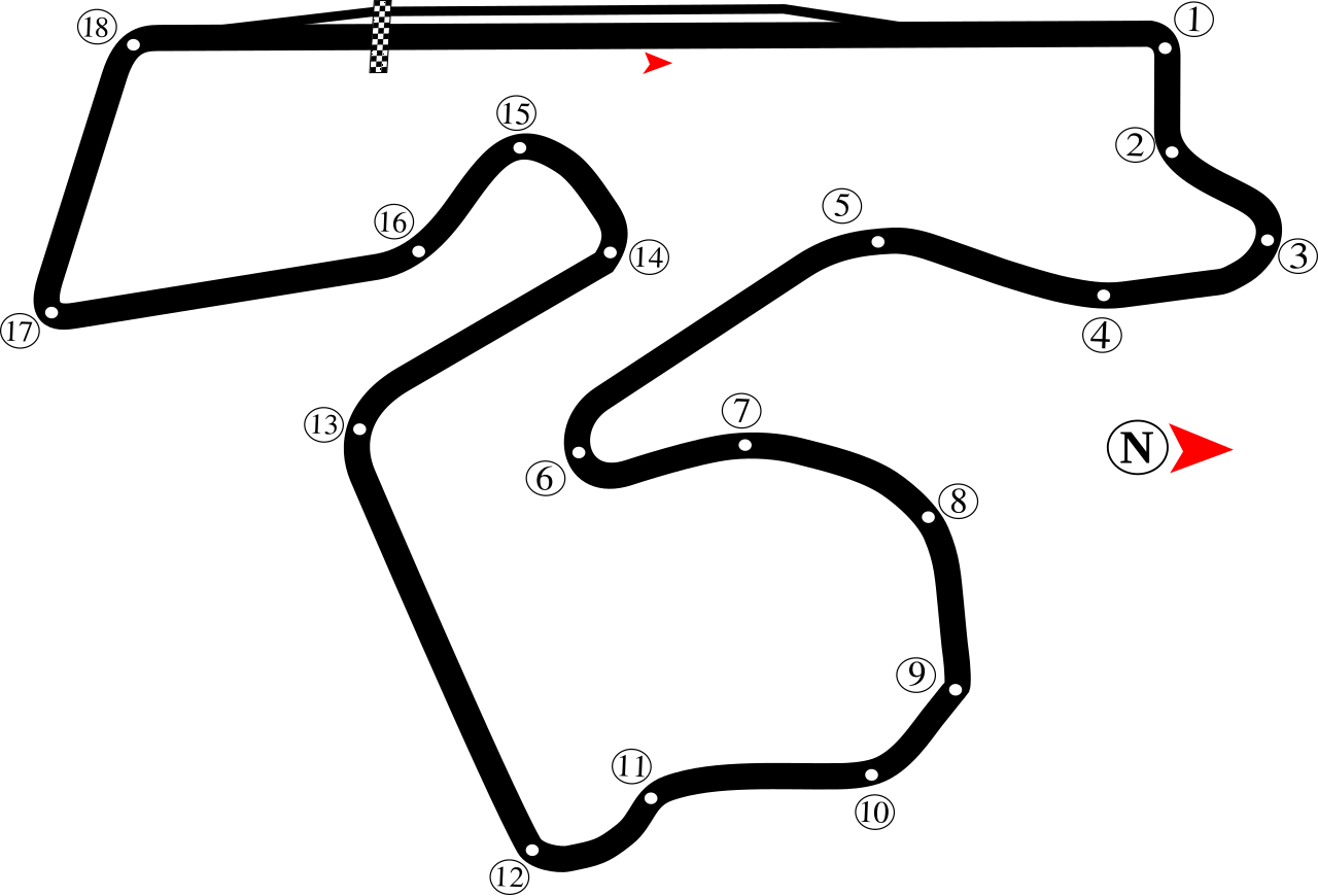 The Bend Motorsport Park circuit layout