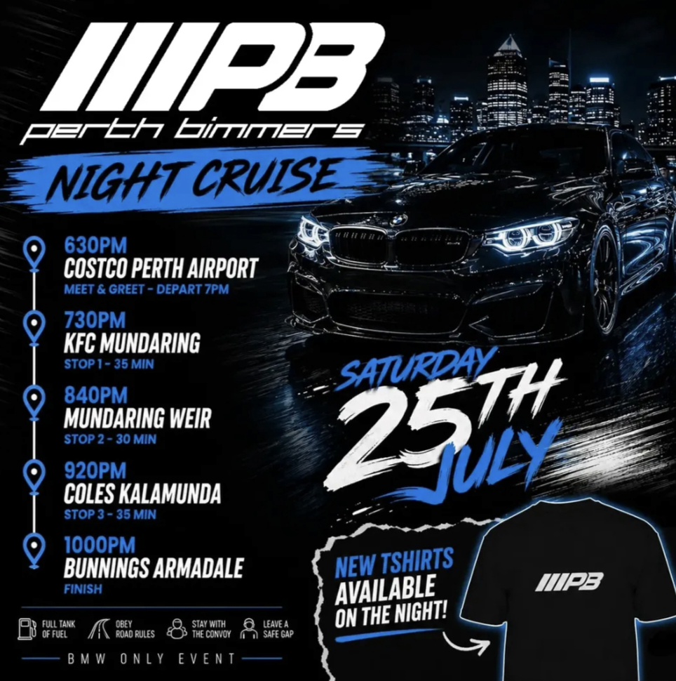 Perth Bimmers BMWs only Night Cruise