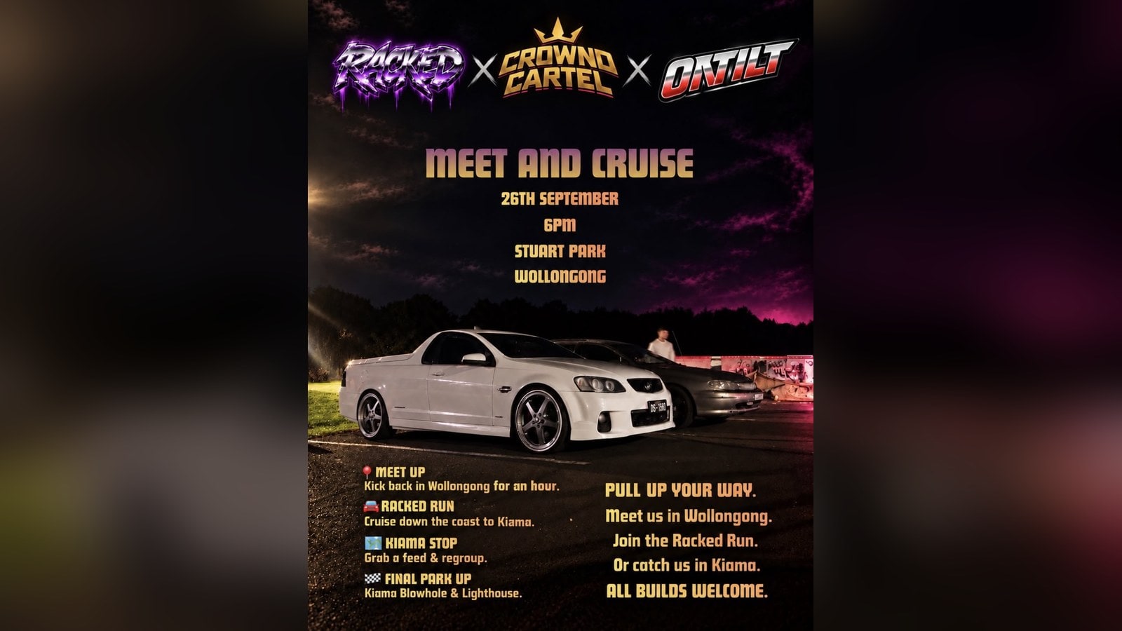 Racked x Crownd x Ontilt Illawarra Meet & Cruise
