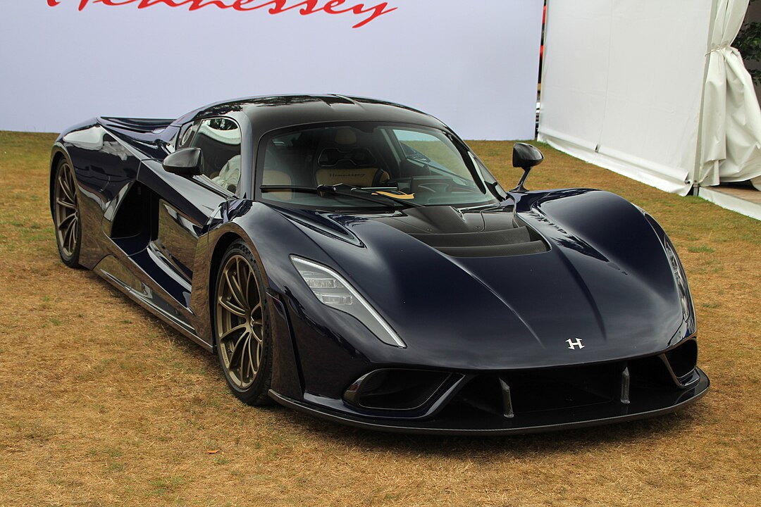 Hennessey Venom F5 features a custom-built 6.6-liter twin-turbocharged V8 engine named "Fury," developed in-house by Hen